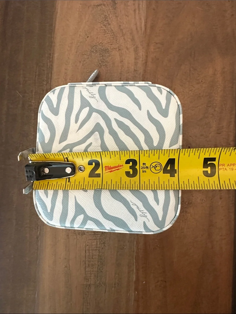 Milly Zebra-Print Jewelry Travel Case in White and Gray